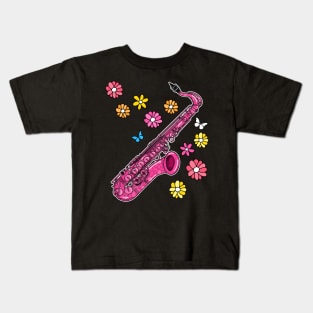 Mothers Day Saxophone Mom Female Saxophonist Kids T-Shirt